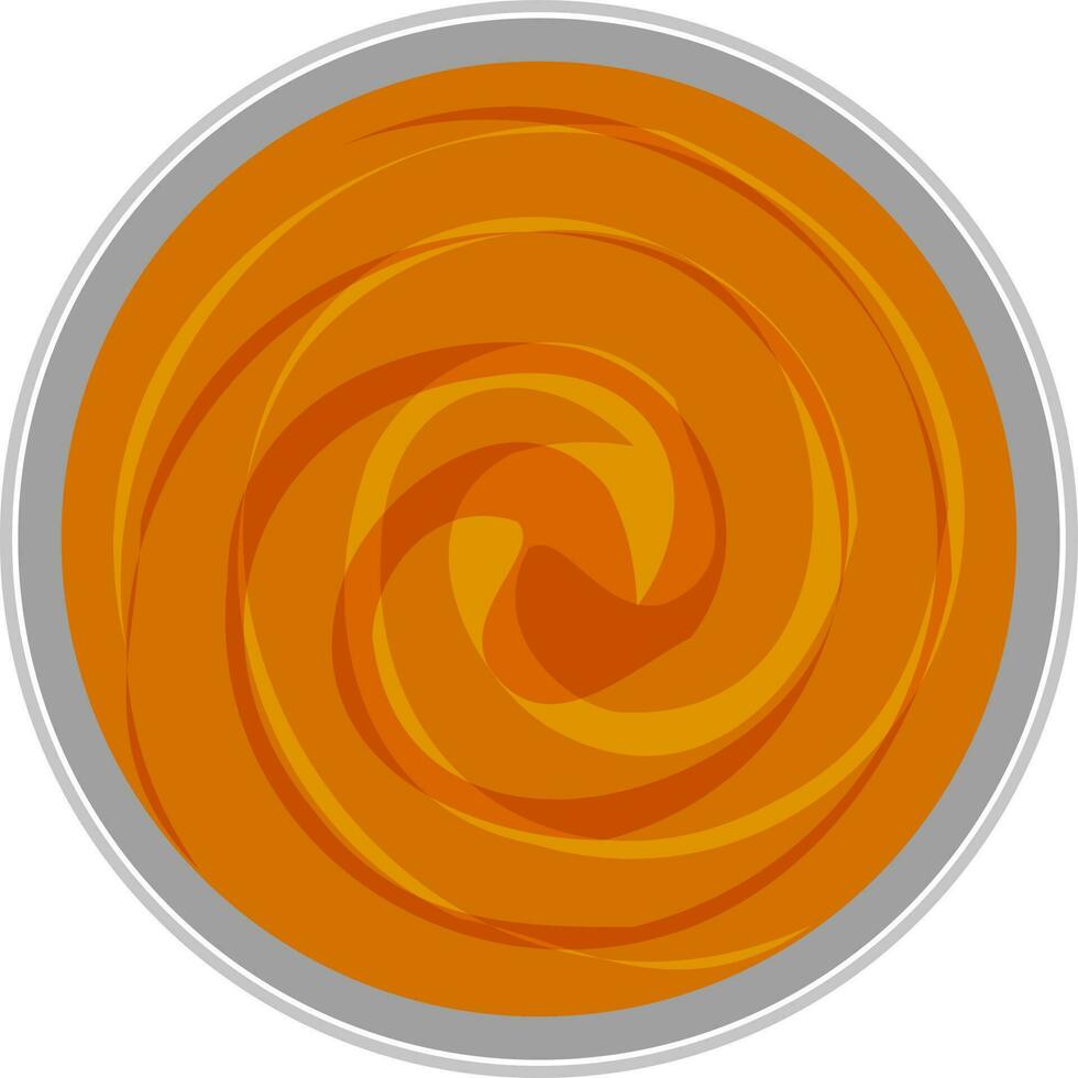 Top view of bucket filled with orange liquid color. vector