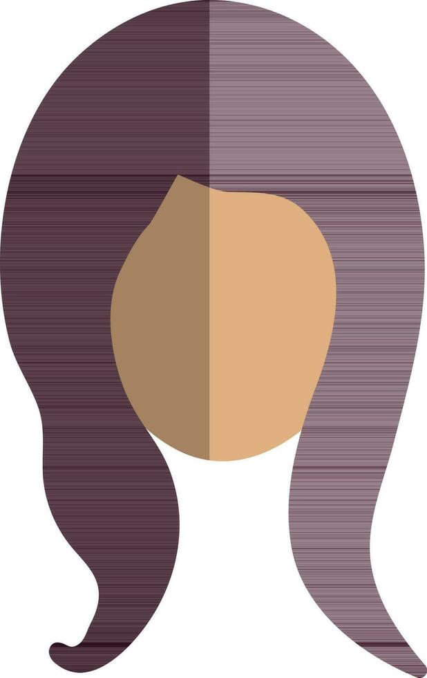 Female face with long hair for body part. vector