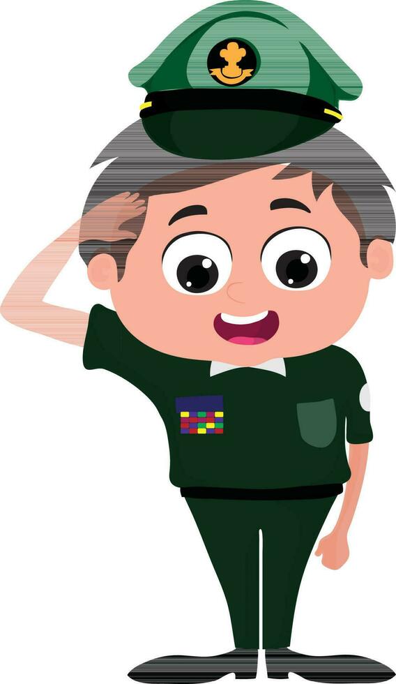 dibujos animados pequeño chico vistiendo indio Ejército vestido. vector