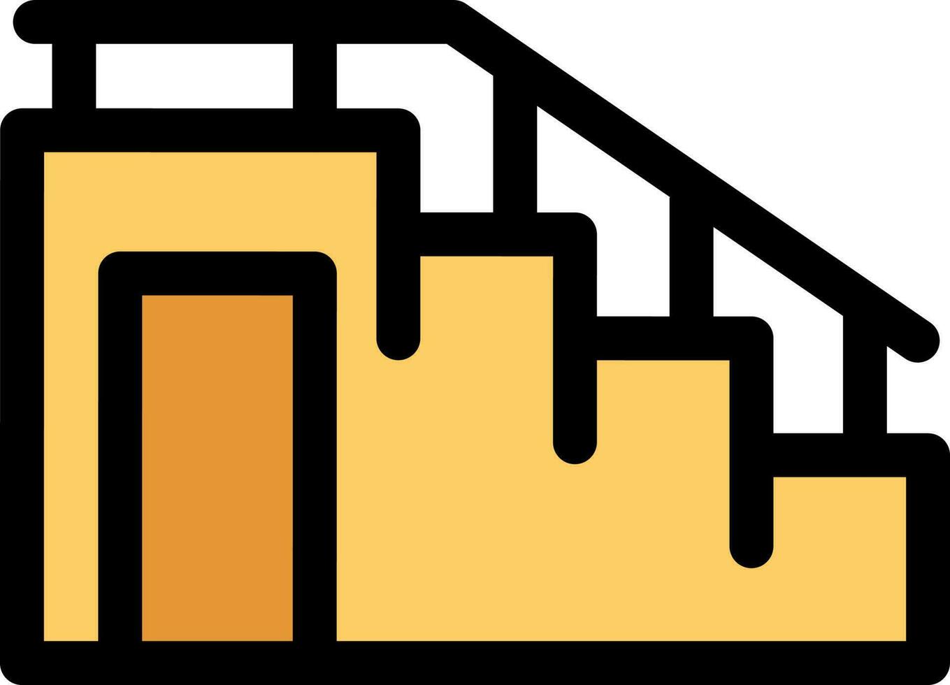 Yellow Stair Icon in Black Outline. vector