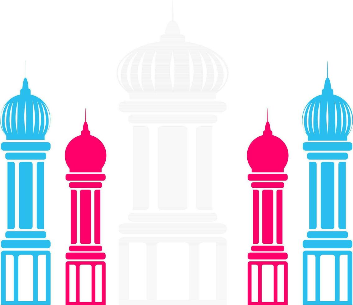 Illustration of pink and blue color minaret. vector