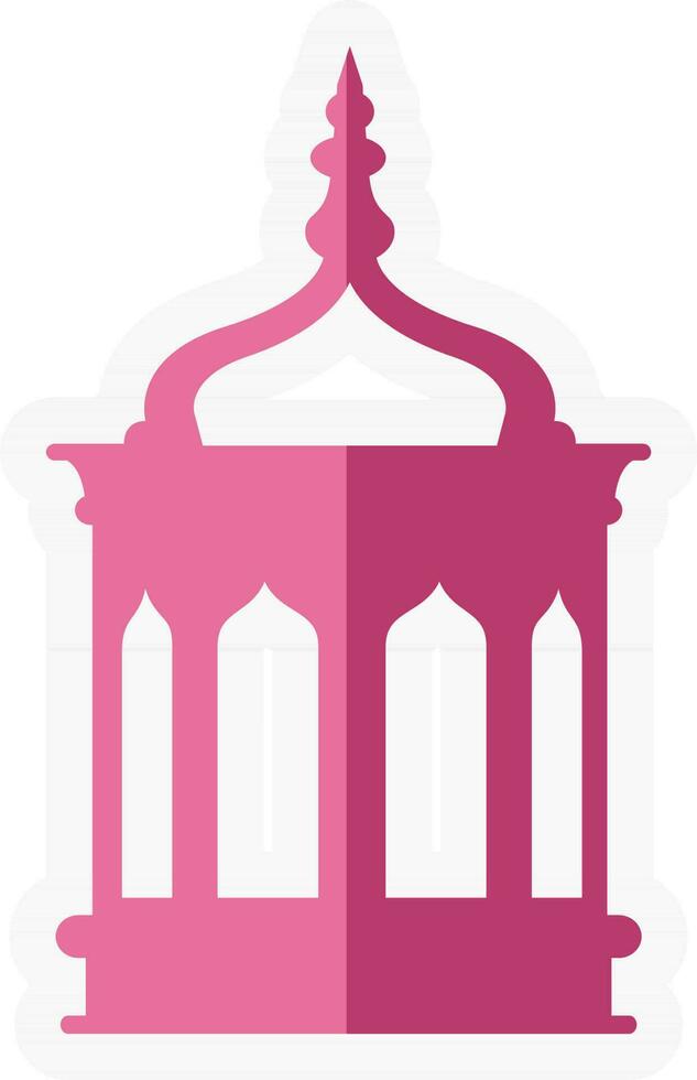 Vector sing or symbol of minaret made with pink color.