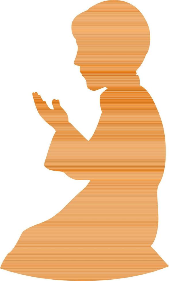 Silhouette of muslim boy performing prayer. vector