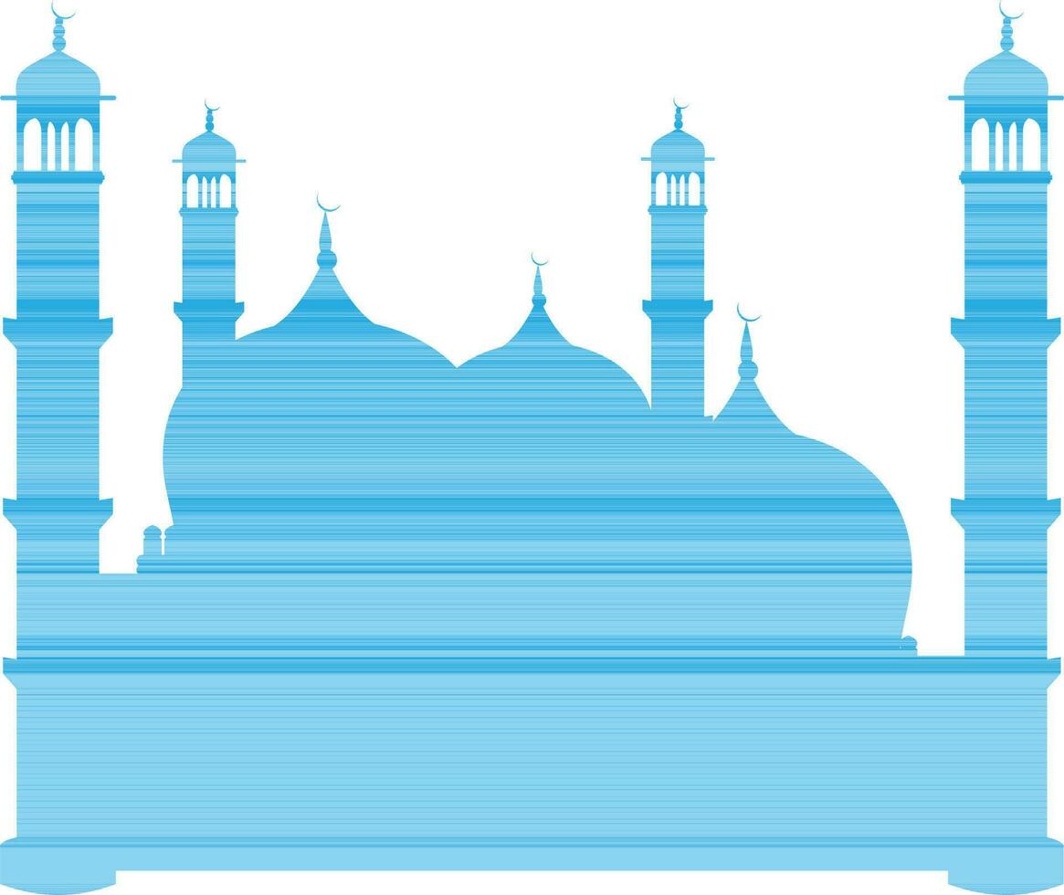Sky blue color silhouette of mosque in flat style. vector