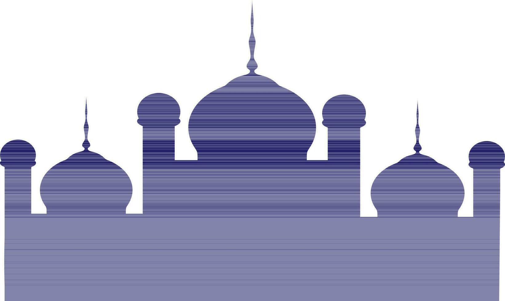 Blue color silhouette of mosque. vector