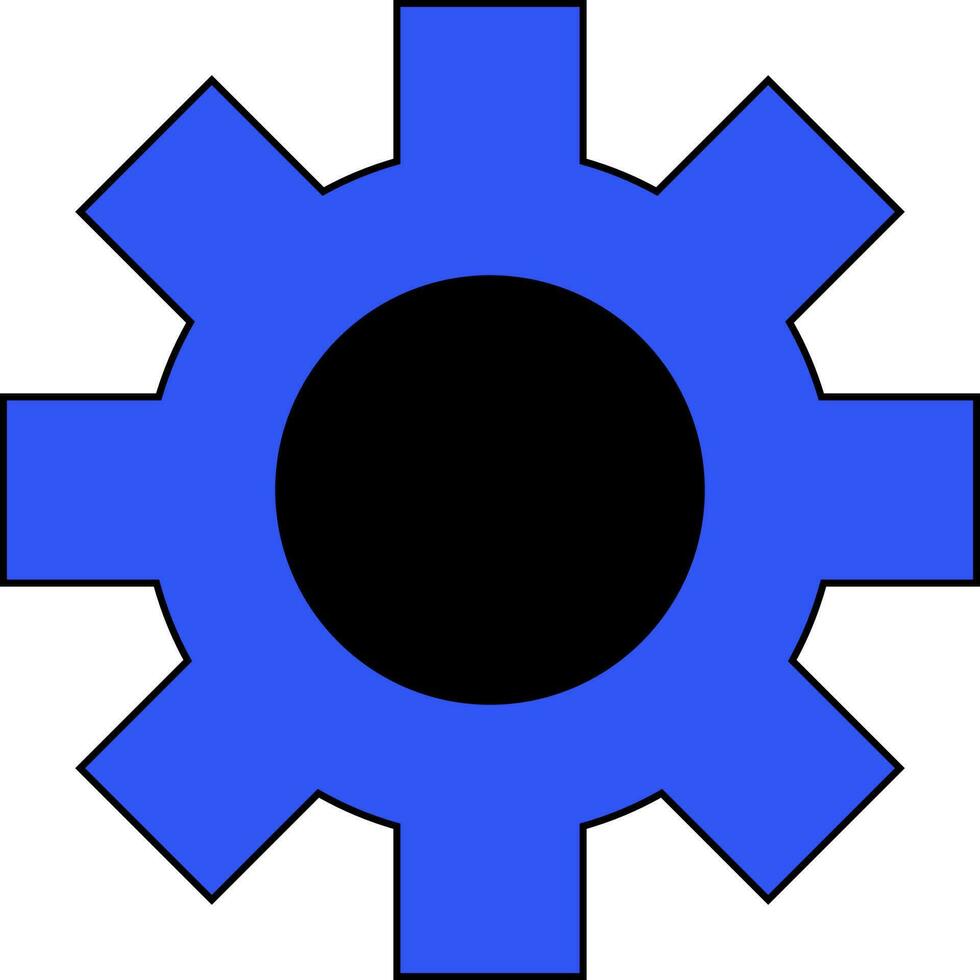 Cogwheel in black and blue color. vector
