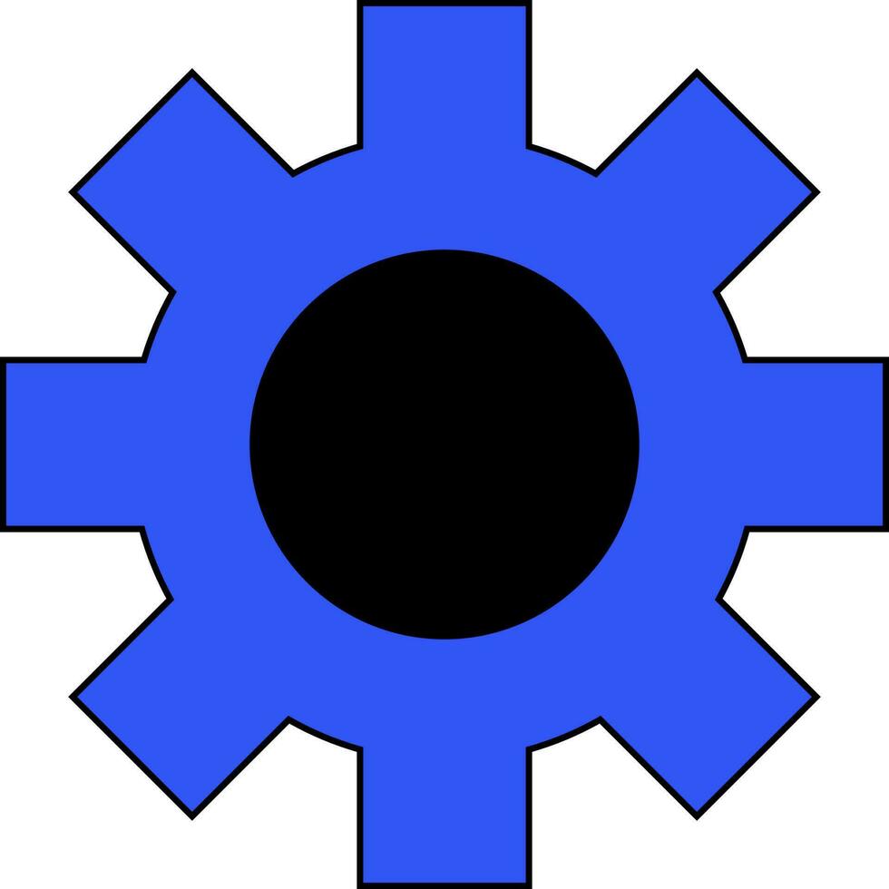 Cogwheel in black and blue color. vector