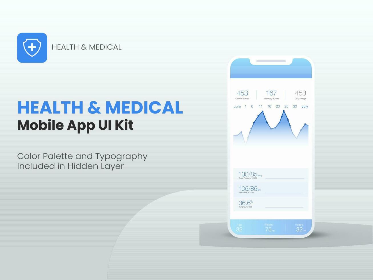 salud y médico móvil aplicación ui equipo para móvil solicitud o sensible sitio web. vector