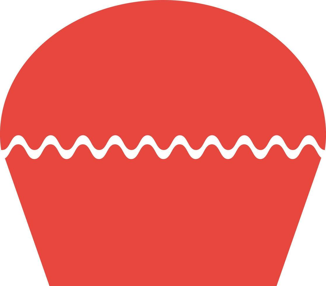 Red color silhouette of cupcake isolated on white background. vector