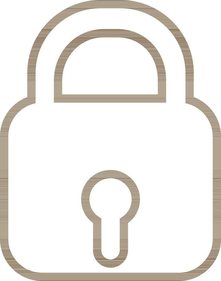 Line art illustration of lock in brown color. vector