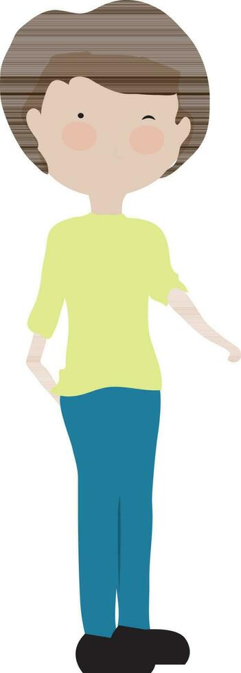 Young boy cartoon character in standing pose. vector