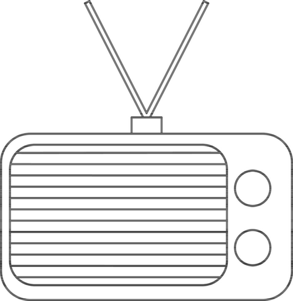 Radio icon with antenna in stroke for multimedia concept. vector