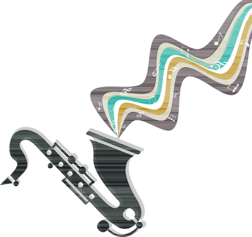 Saxophone with music notes. vector