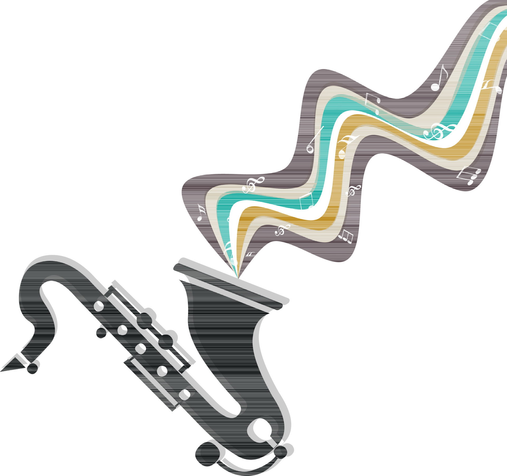 Saxophone with music notes. 24342549 Vector Art at Vecteezy