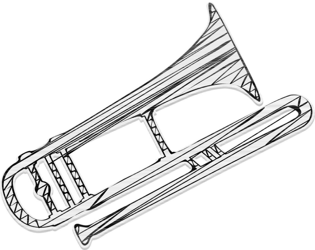 Trumpet in black and white color. vector