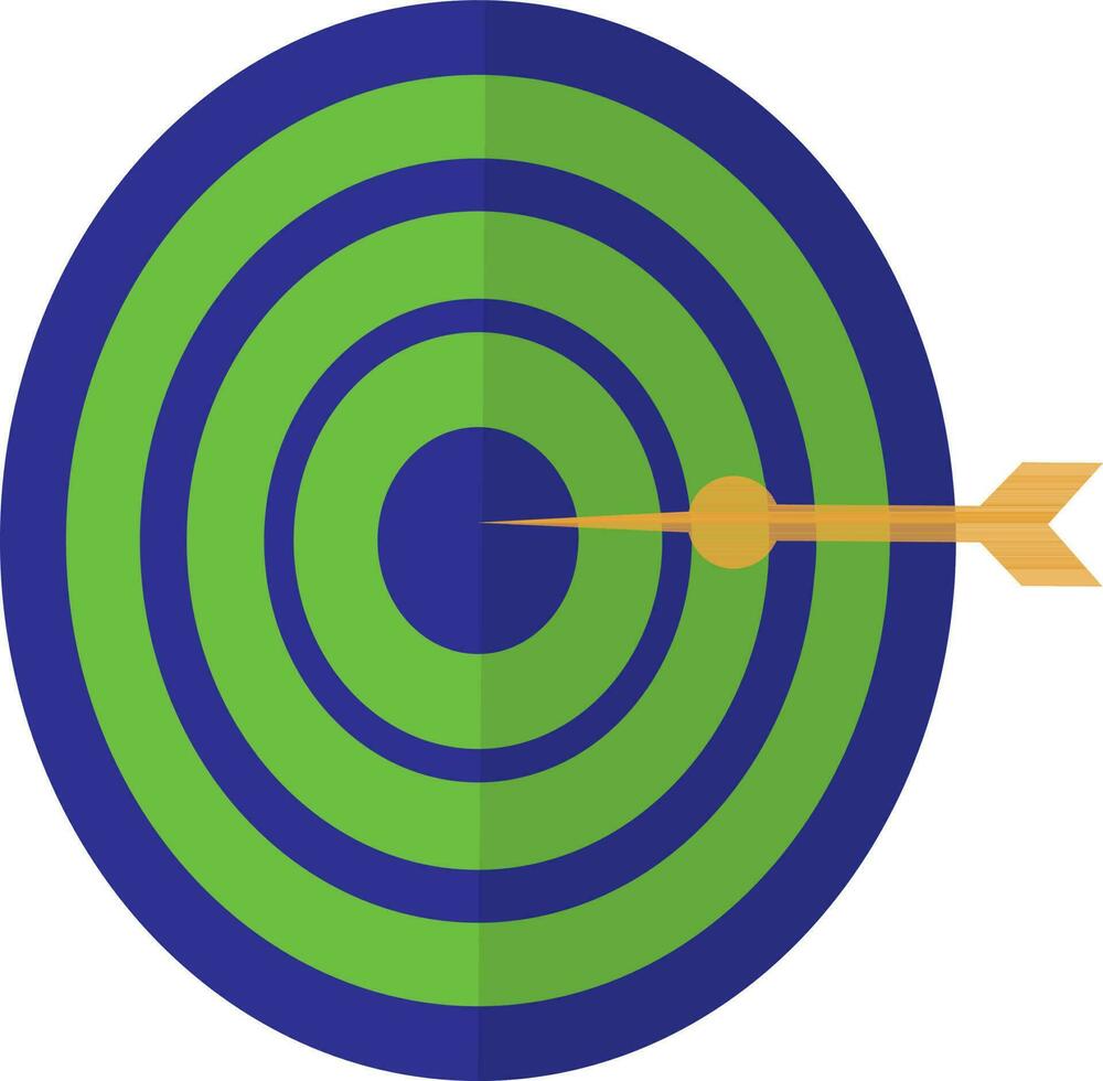 Dartboard icon with arrow in half shadow for target achievement. vector