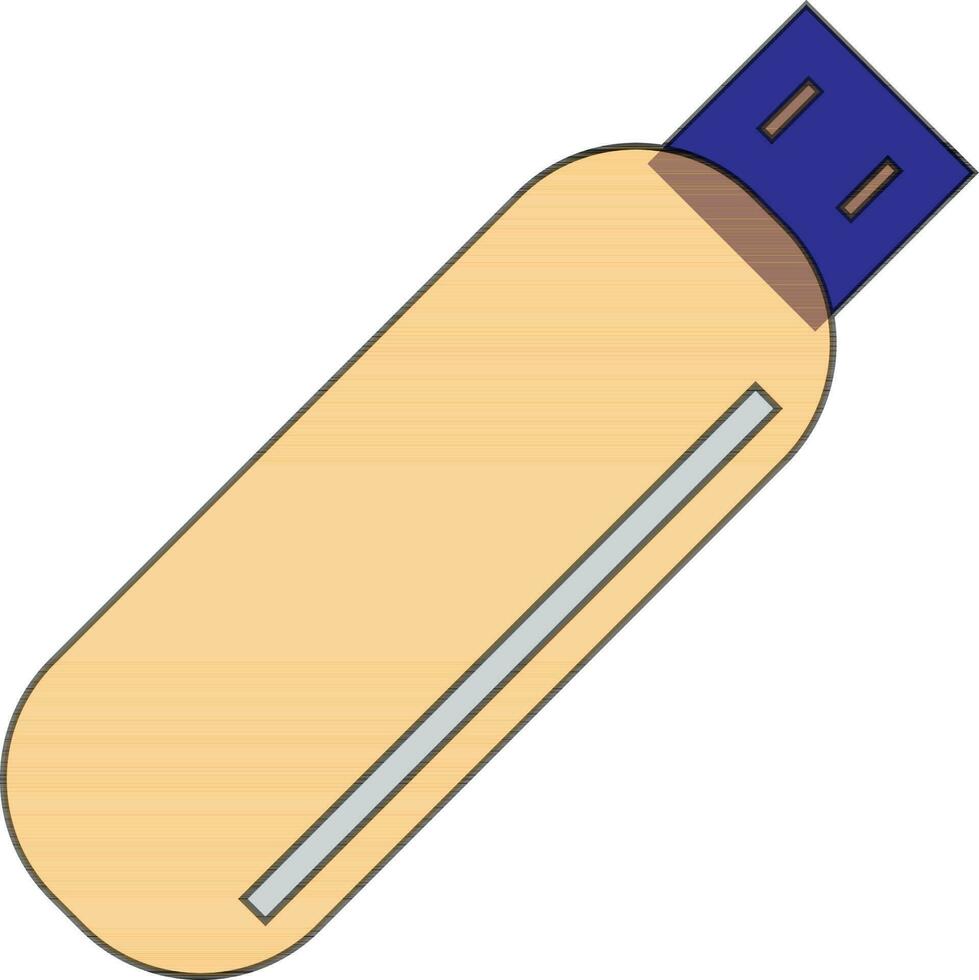 Pen drive icon in color with stroke for office cocept. vector