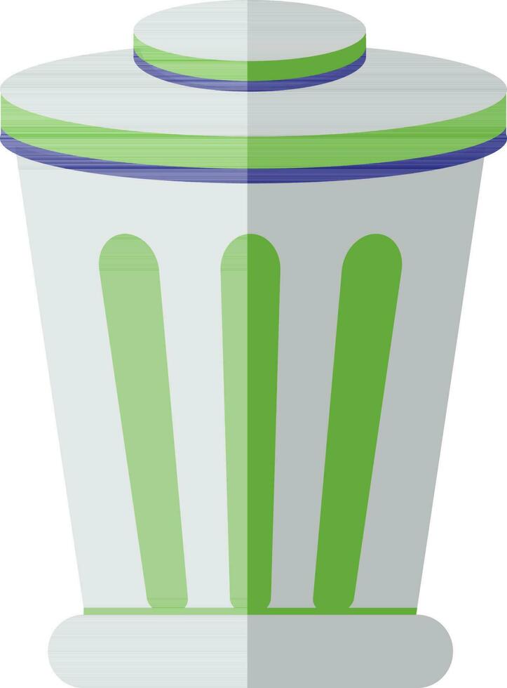 Half shadow of dustbin icon for grabage in isolated. vector