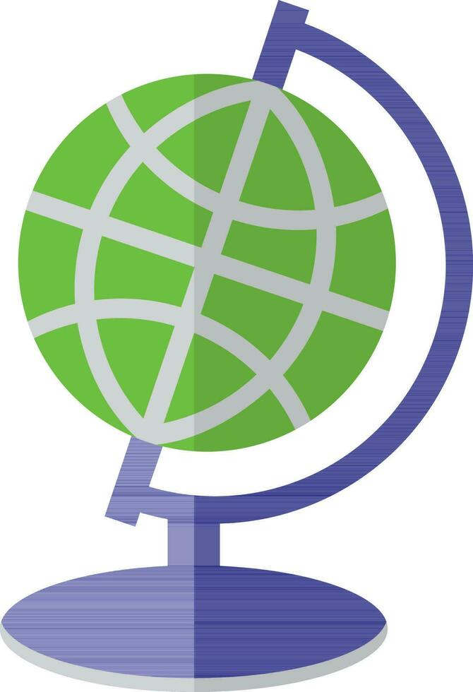 Globe icon with stand in half shadow for office concept. vector