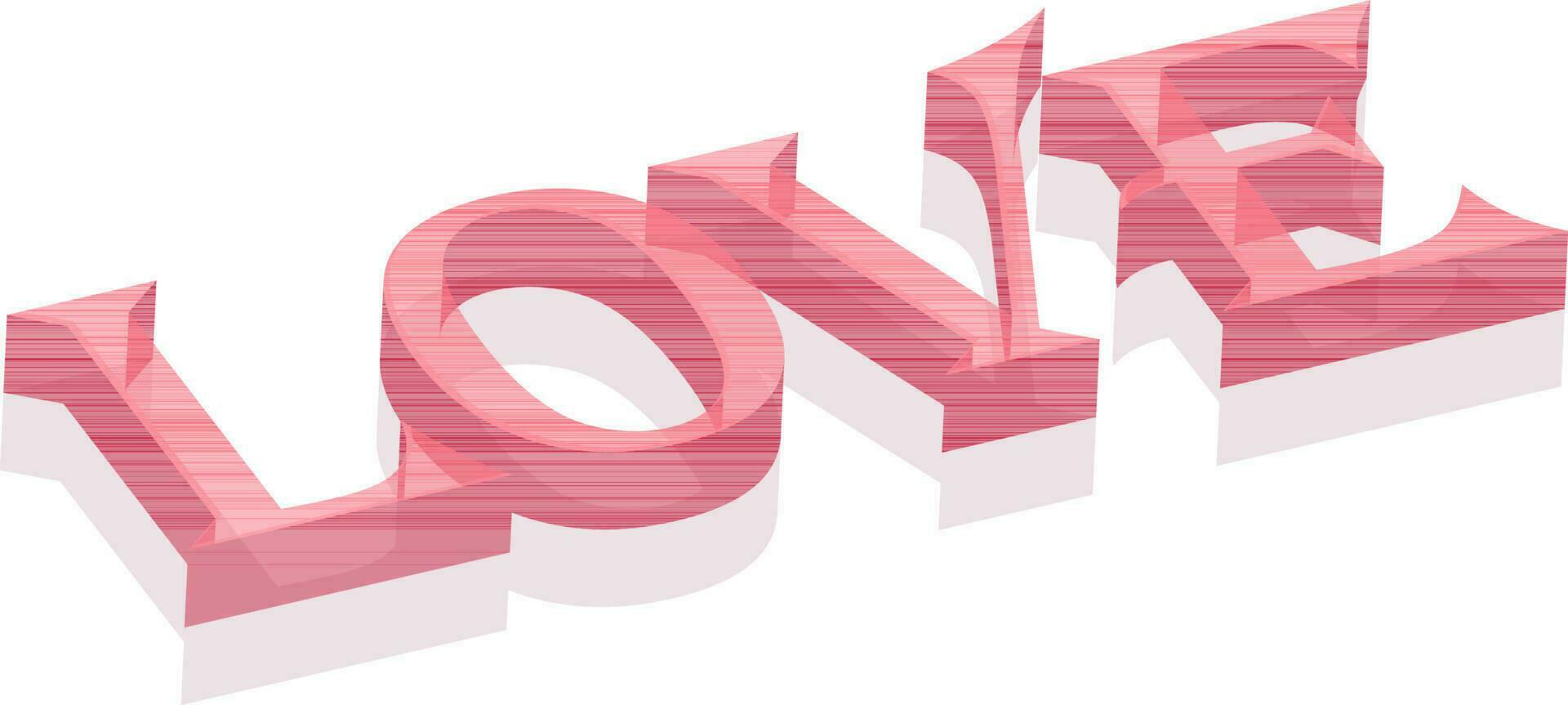 Creative 3D Text Love in pink color. vector