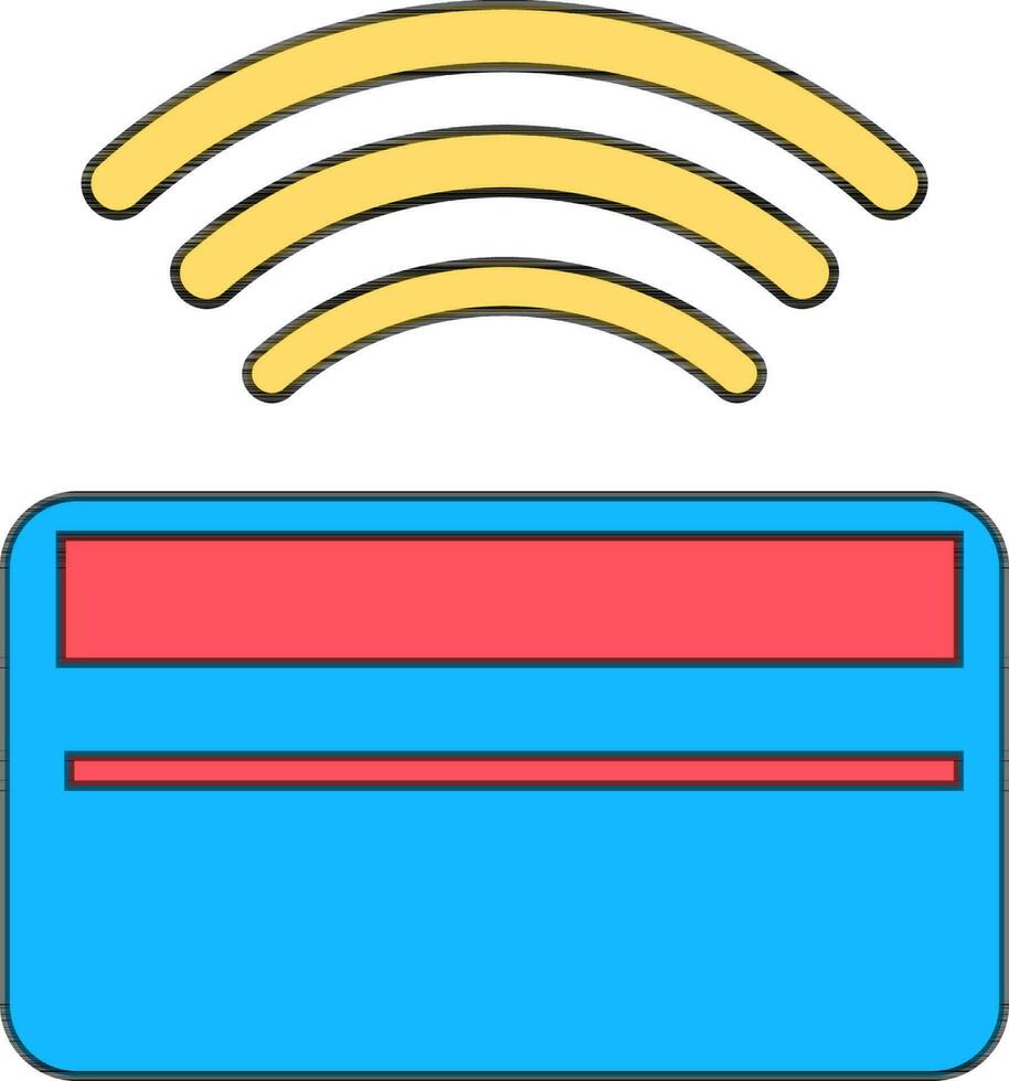 Creadit or Debit card with WiFi sign for cashless payment. vector