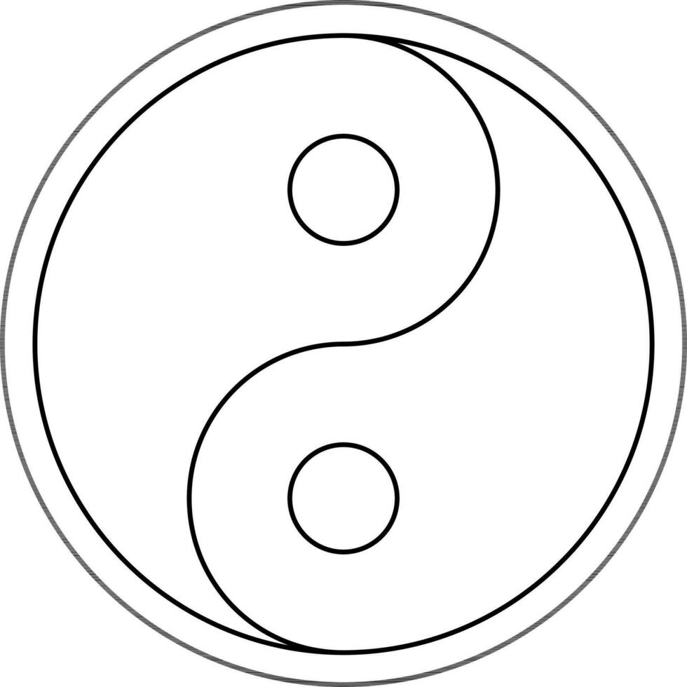 Taoism OR Yin-Yang Icon in Black Line Art. vector