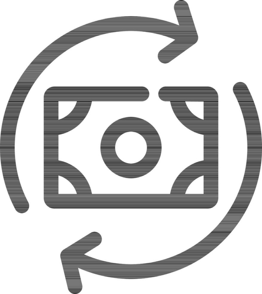 Money Convert or Transfer icon in black line art. vector