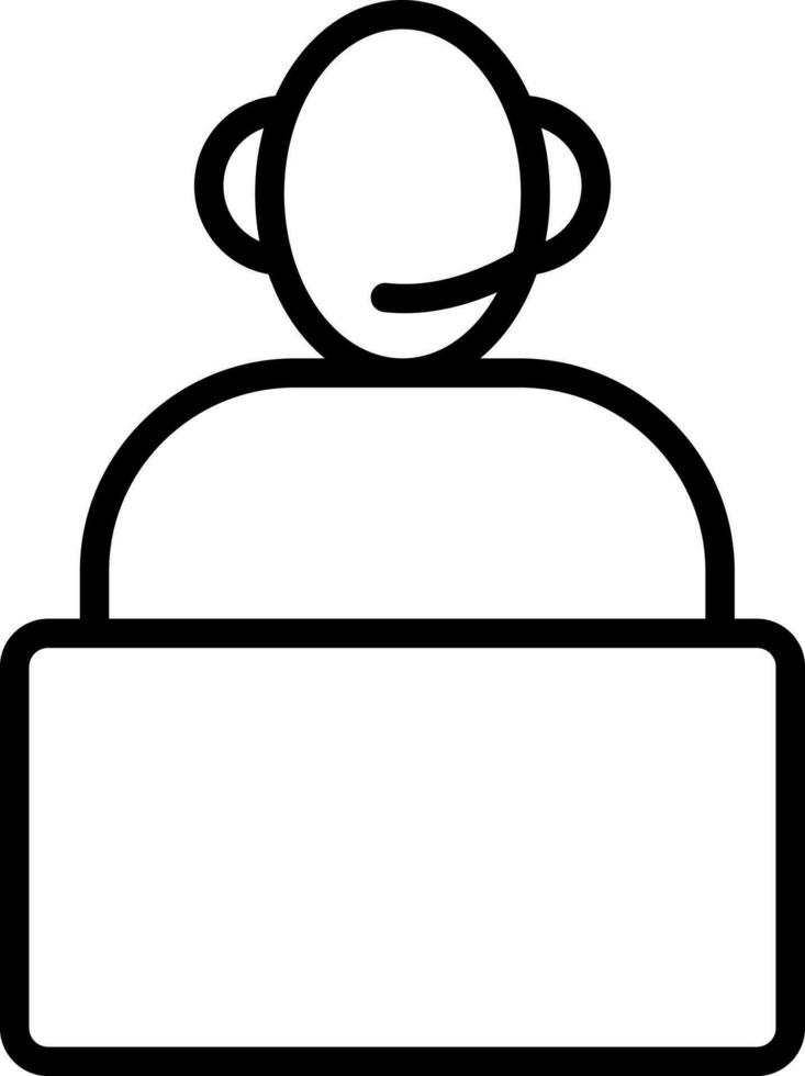 Man Wearing Headphones and Work in Laptop line icon. vector