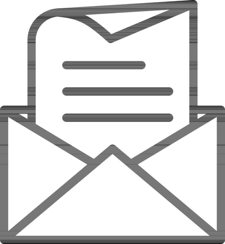Open Envelope With Letter Icon Or Symbol In Thin Line Art. vector