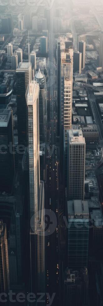 Modern Mega Tallest Skyscrapers and Office Buildings in Financial District, Technology. photo