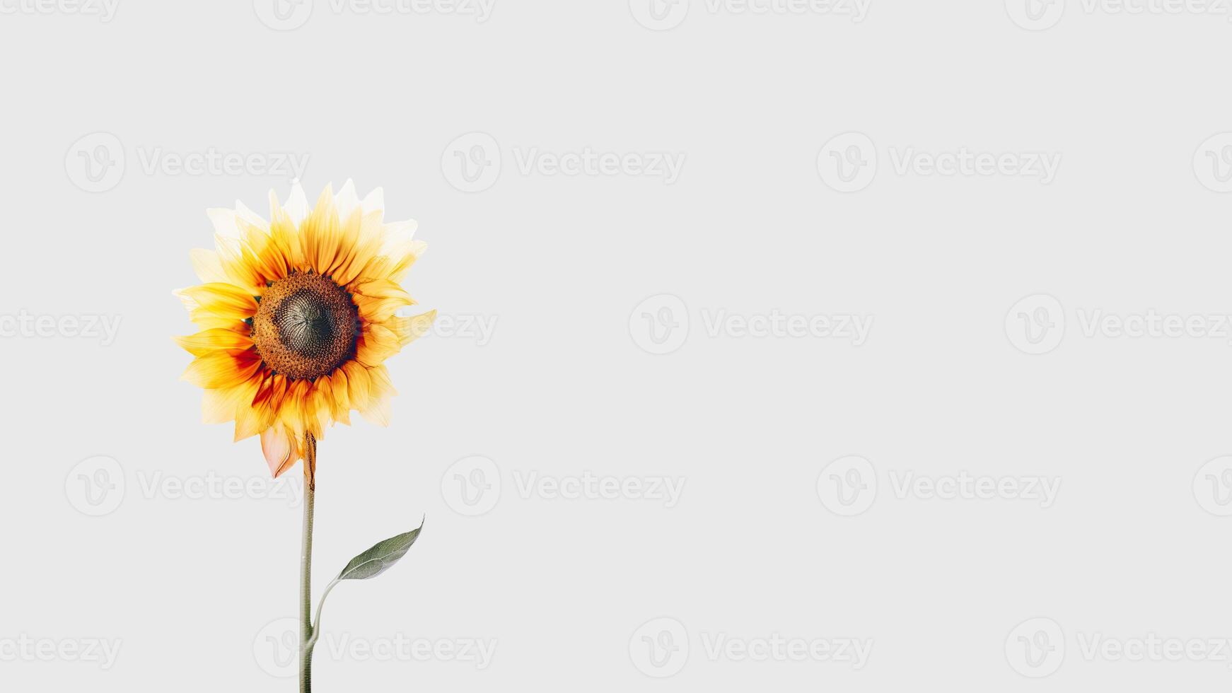 Amazing Sun Flower Flower Isolated on White Background and Space for Message. Generative AI. photo