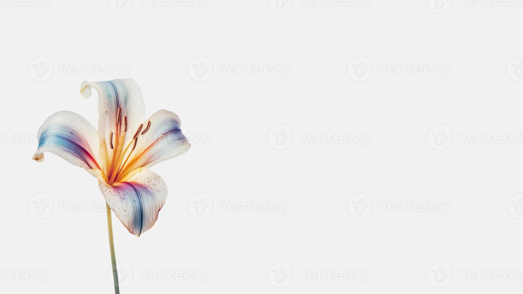 Amazing Lily Flower Isolated on White Background and Space for Message. Generative AI. photo