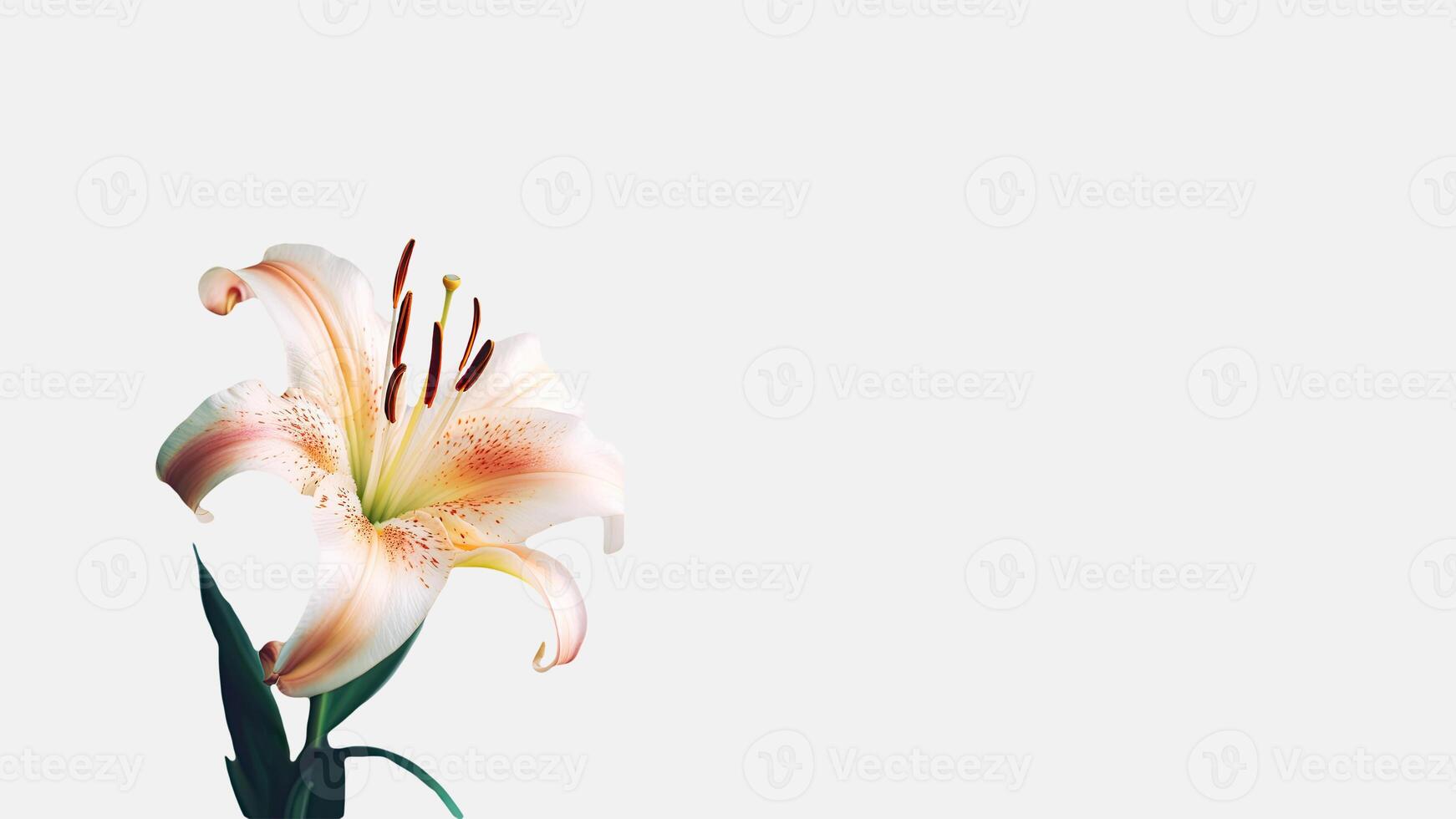 Amazing Lily Flower Isolated on White Background and Space for Message. . photo