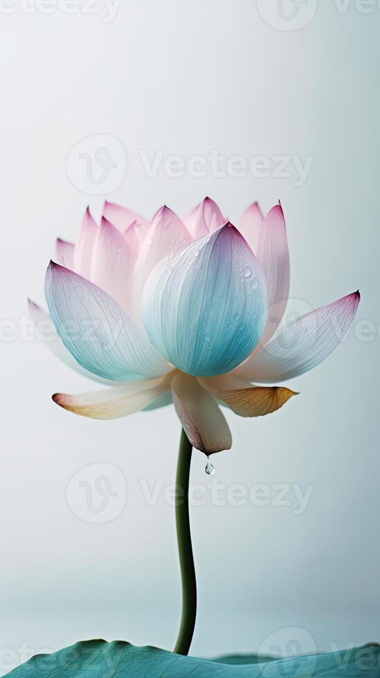 Amazing Image of Natural Multi Color Lotus Flower with Water Drops. Generative AI. photo