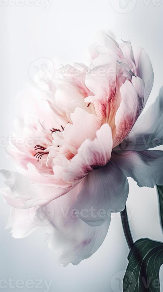 Striking Image of Soft Color Peony Lactiflora Flower Stem. Generative AI. photo