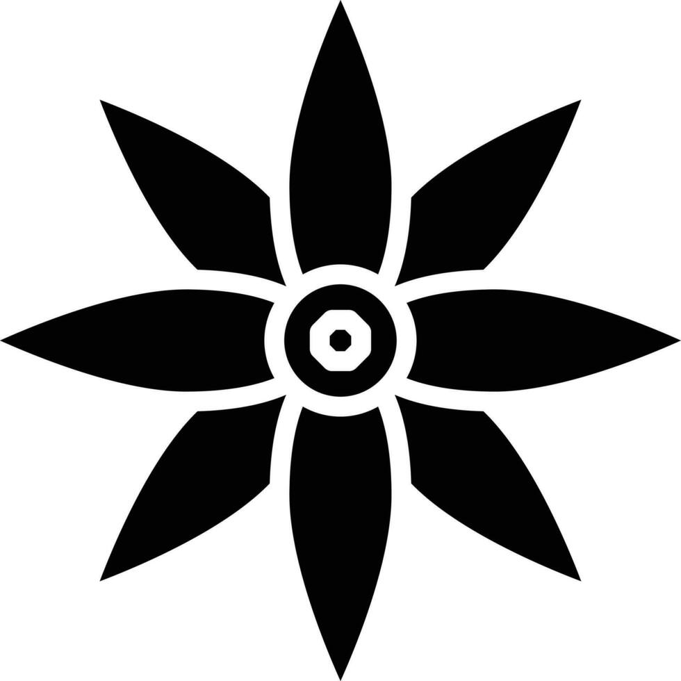 black and white Illustration of Flower Icon in Flat Style. vector