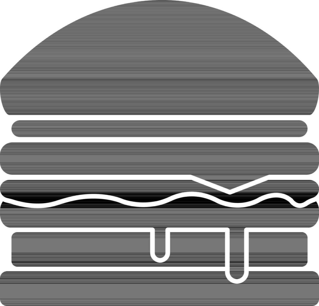 hamburguesa icono en negro y blanco color. vector