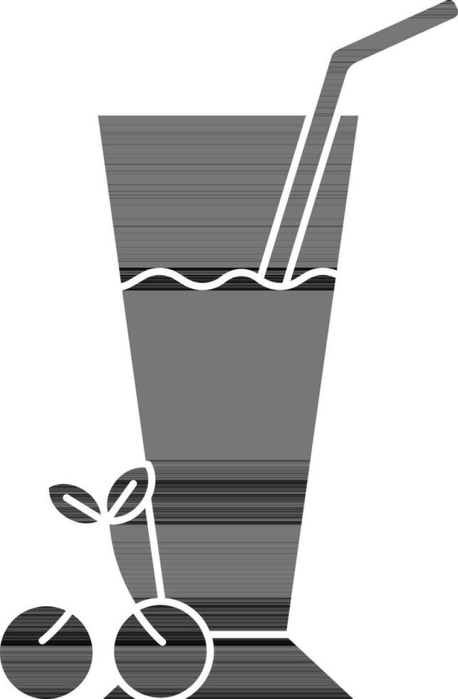 Cereza vaso jugo icono en negro y blanco color. vector