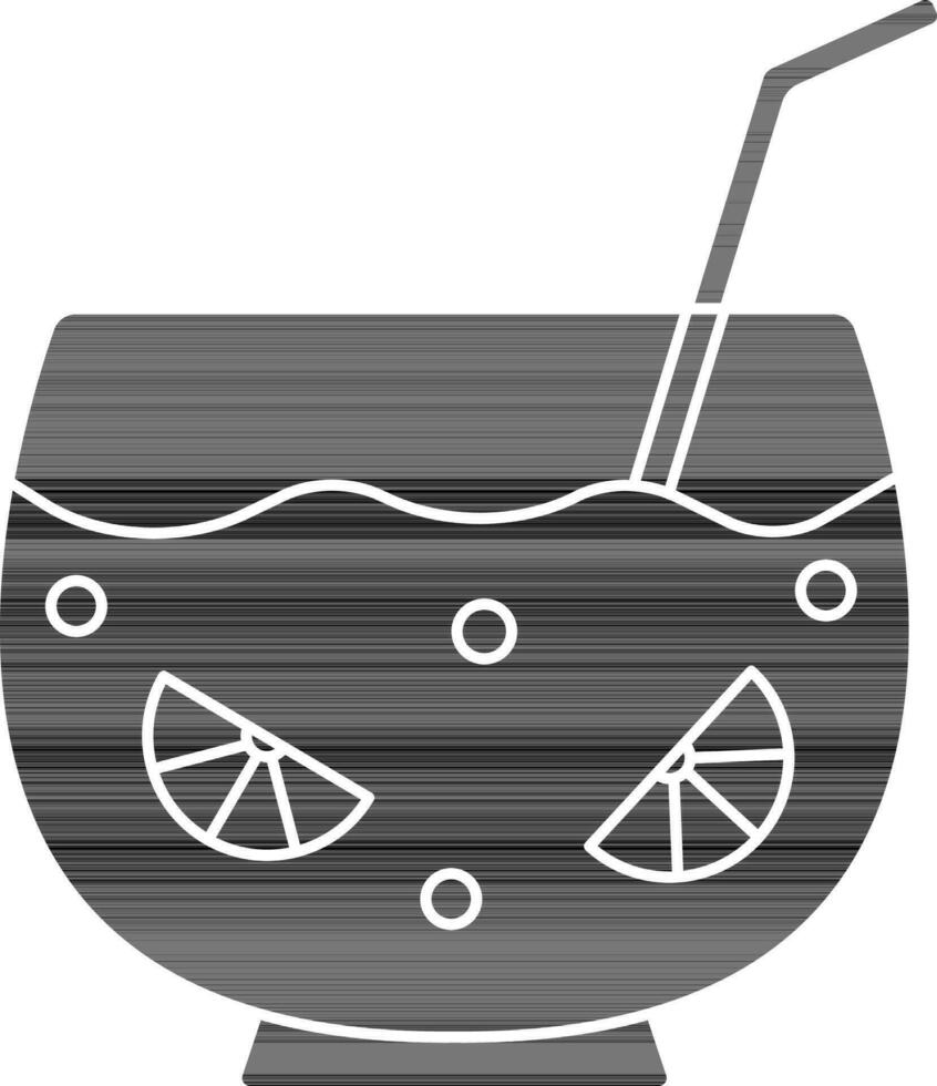 Glyph Style Lemon Or Orange Juice In Punch Bowl Icon. vector