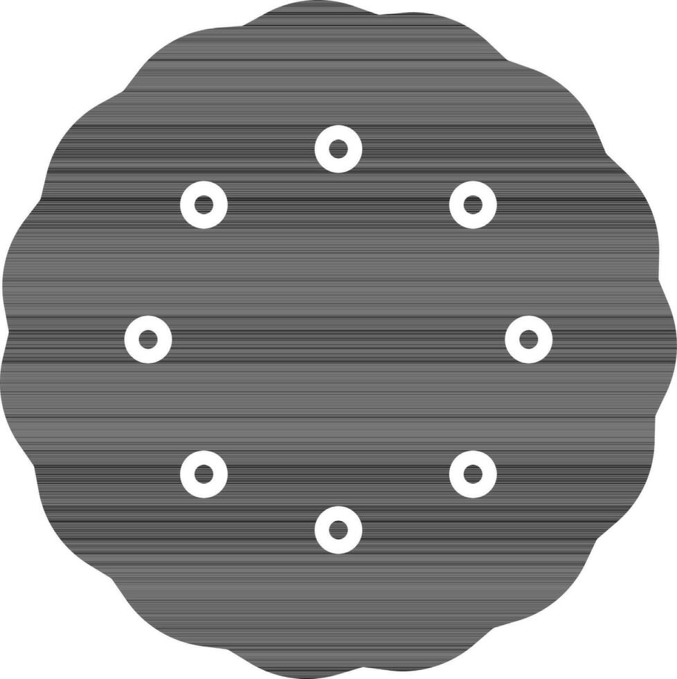 Flat Style Round Cookie Icon In Black And White Color. vector