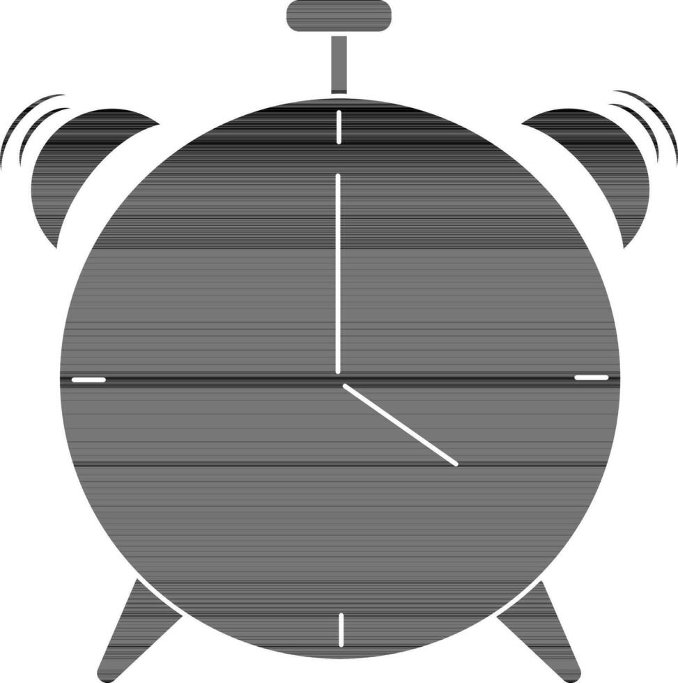 alarma reloj icono en negro y blanco color. vector