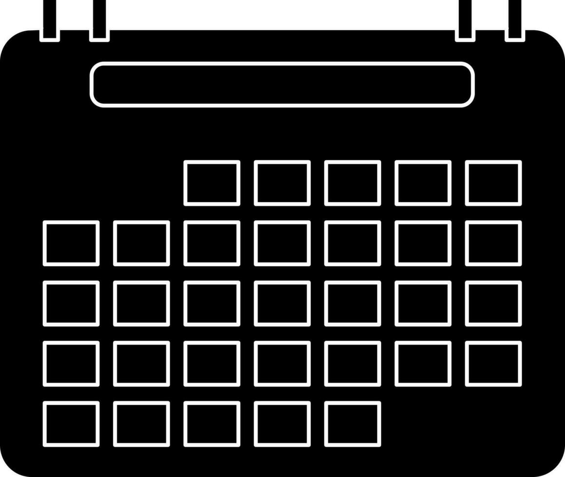 Calendar Icon or Symbol in black and white Color. vector