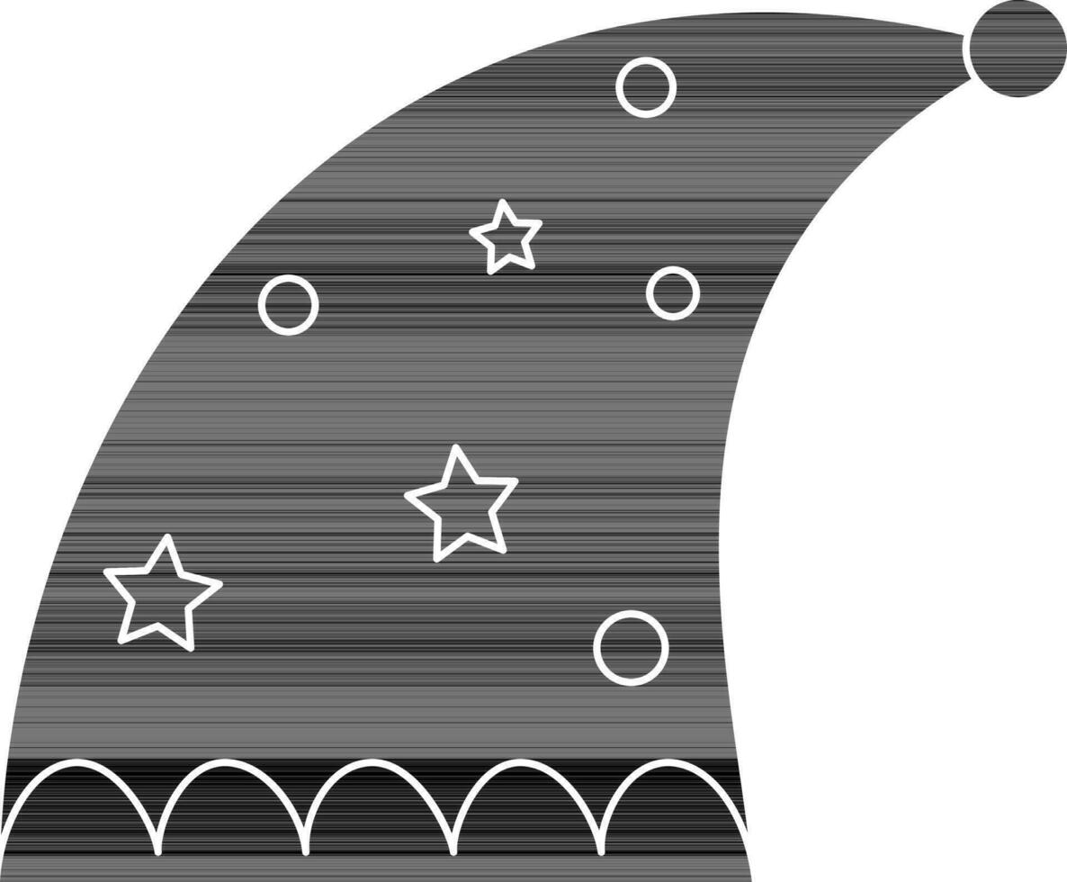 Papa Noel sombrero icono o símbolo en negro y blanco color. vector