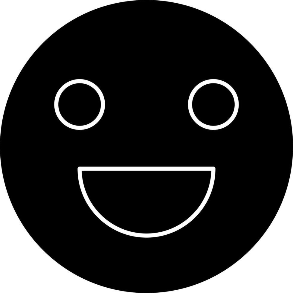 Happy Emoji Icon In Black And White Color. vector