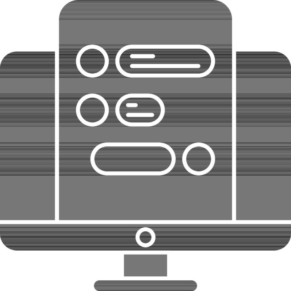 negro y blanco color en línea chateando en escritorio icono. vector