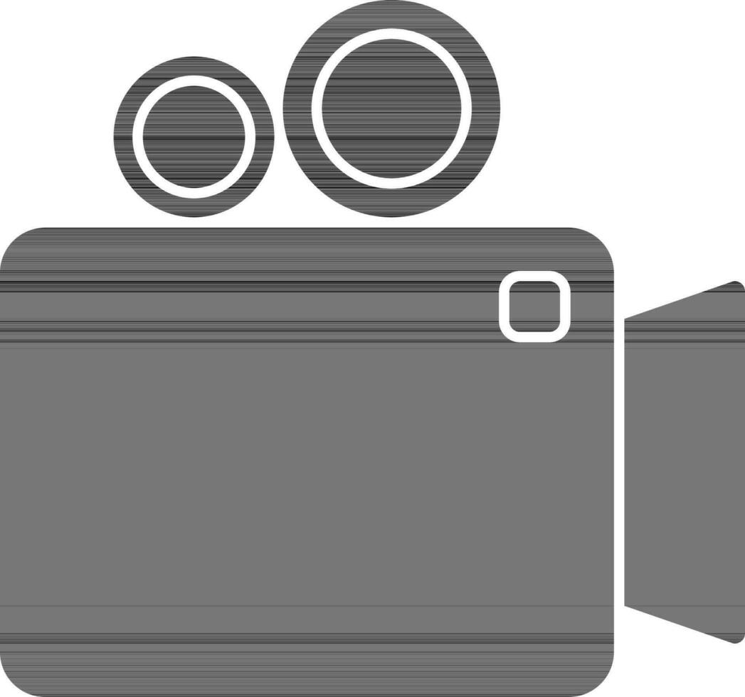 Video Camera Icon In Black And White Color. vector