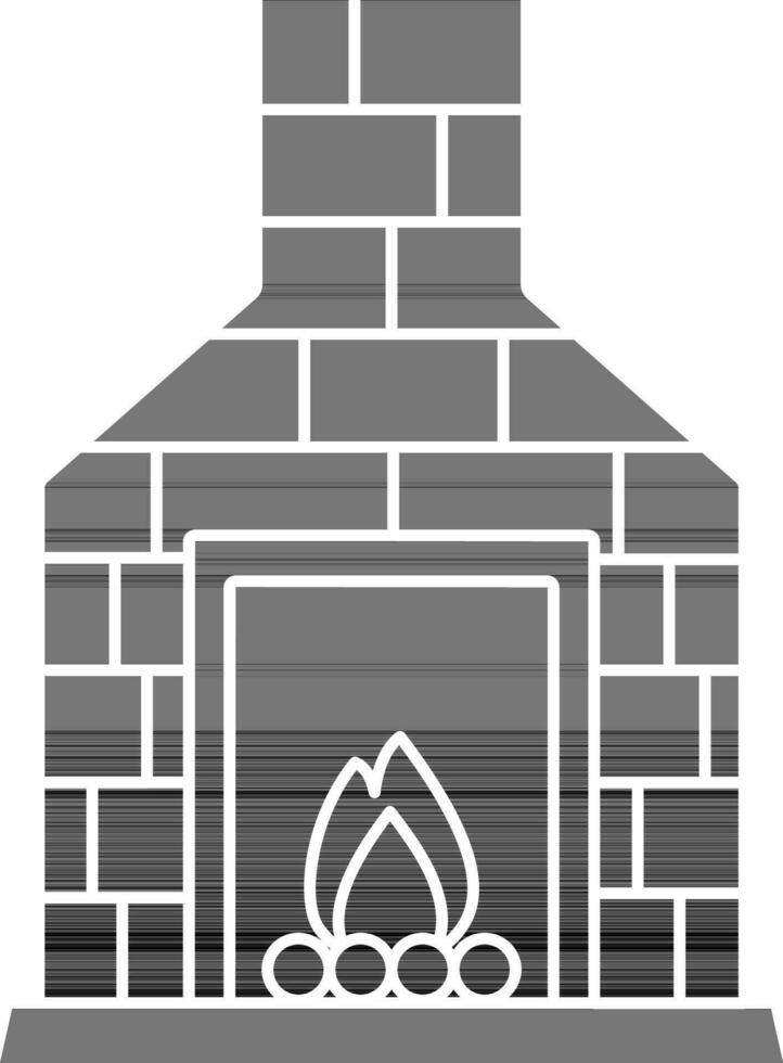 Fireplace Or Chimney Icon In Black And White Color. vector
