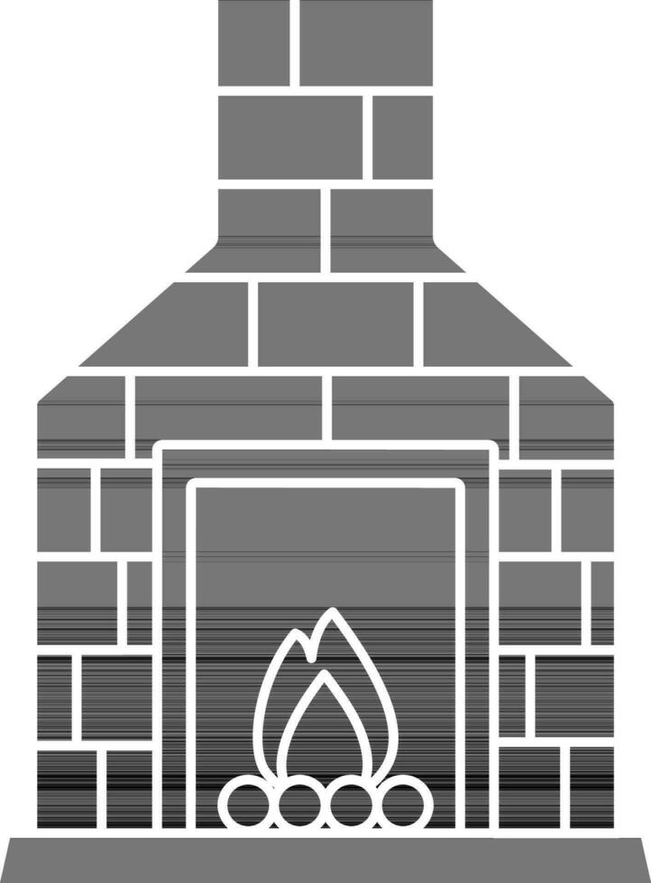 hogar o Chimenea icono en negro y blanco color. vector