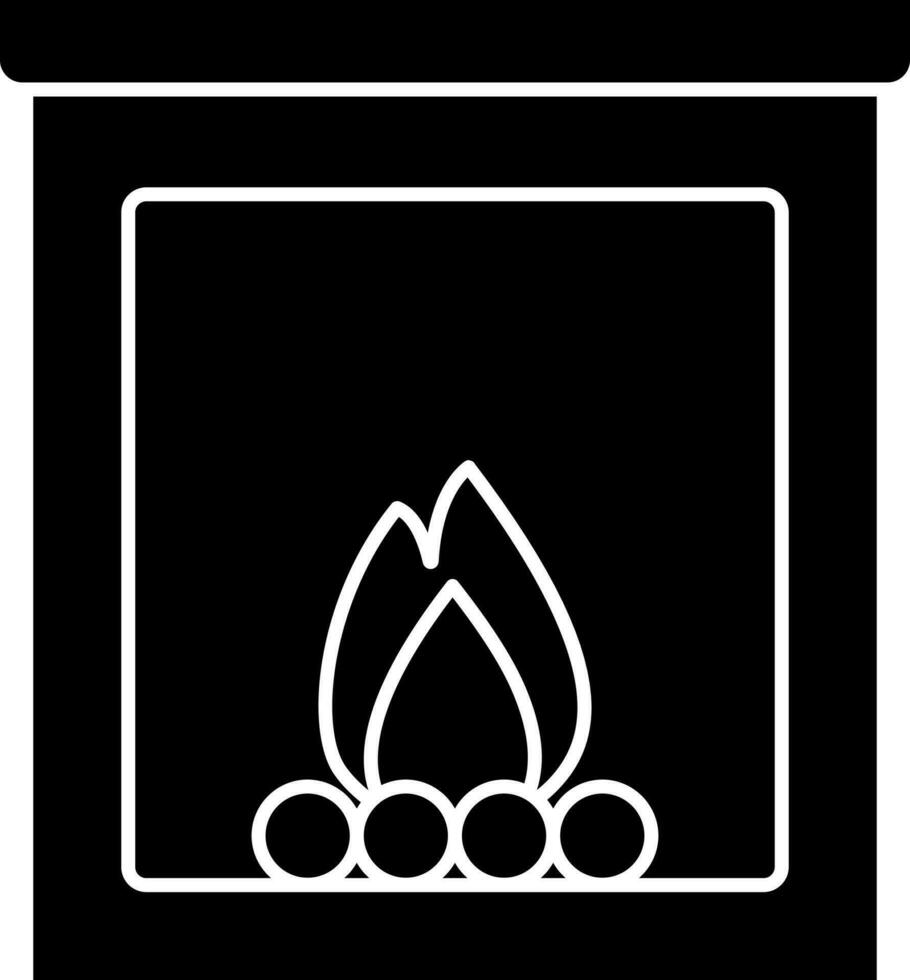 Black And White Color Chimney Or Fireplace Icon In Flat Style. vector