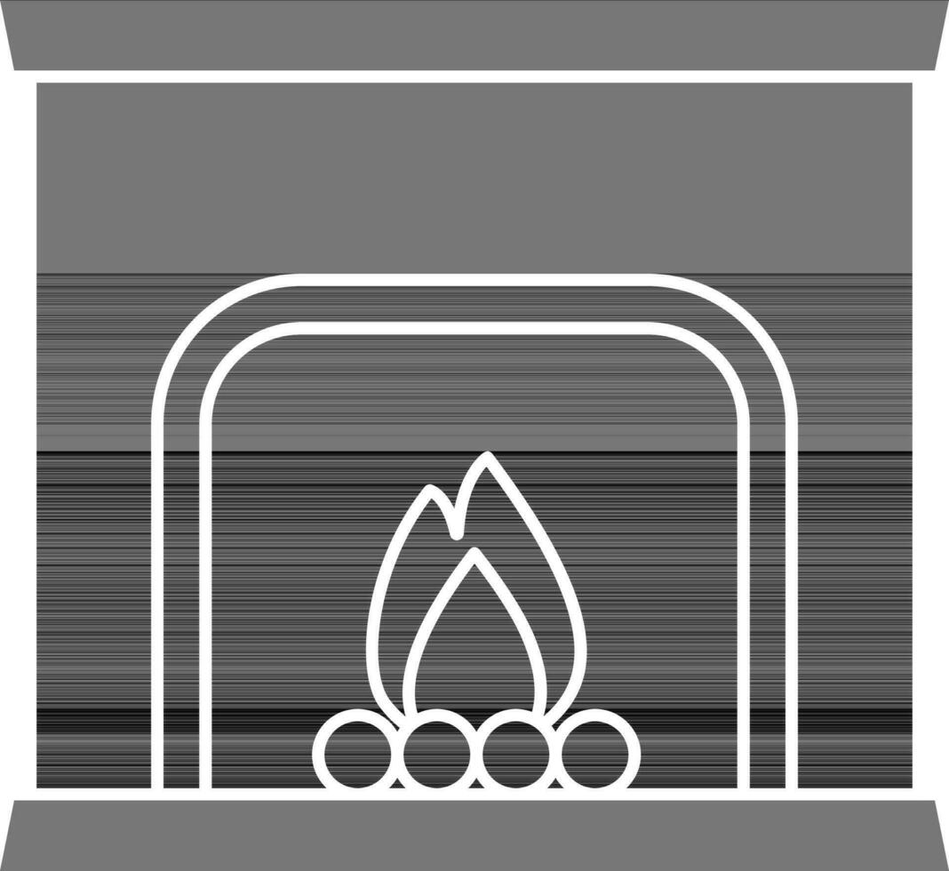 Chimney Or Fireplace Icon In Black And White Color. vector